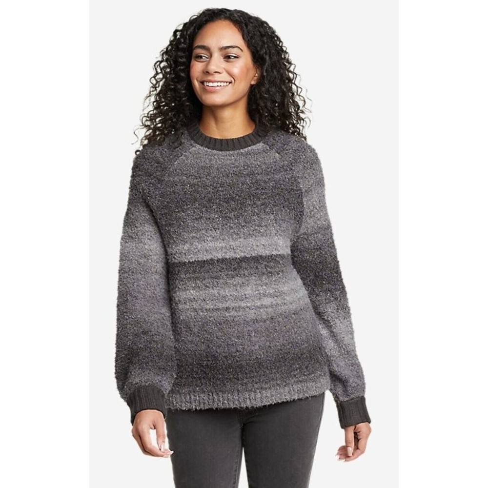 Eddie Bauer NWT North Aurora Womens Sweater XL (16-18) CrewNeck Grey Dark Smoke